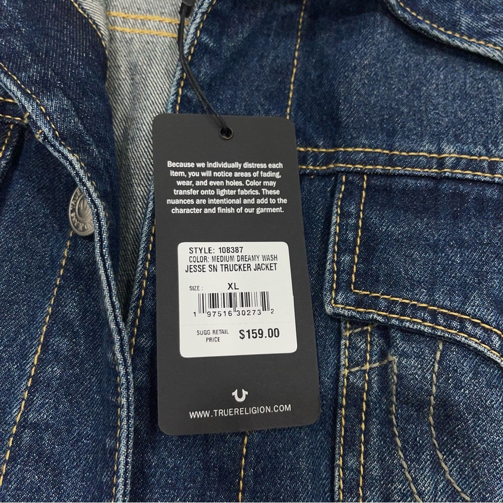 True Religion Denim Trucker Jacket - Medium Dreamy Wash - Picture 7 of 9